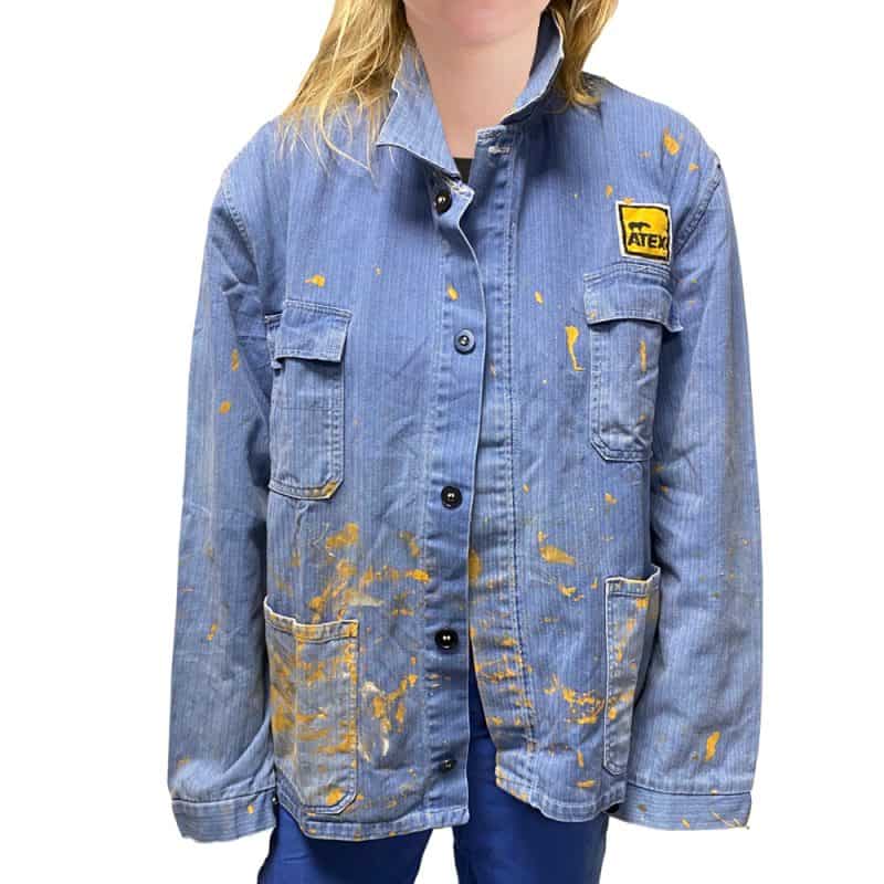 Veste vintage bleu de travail Custom – Image 2